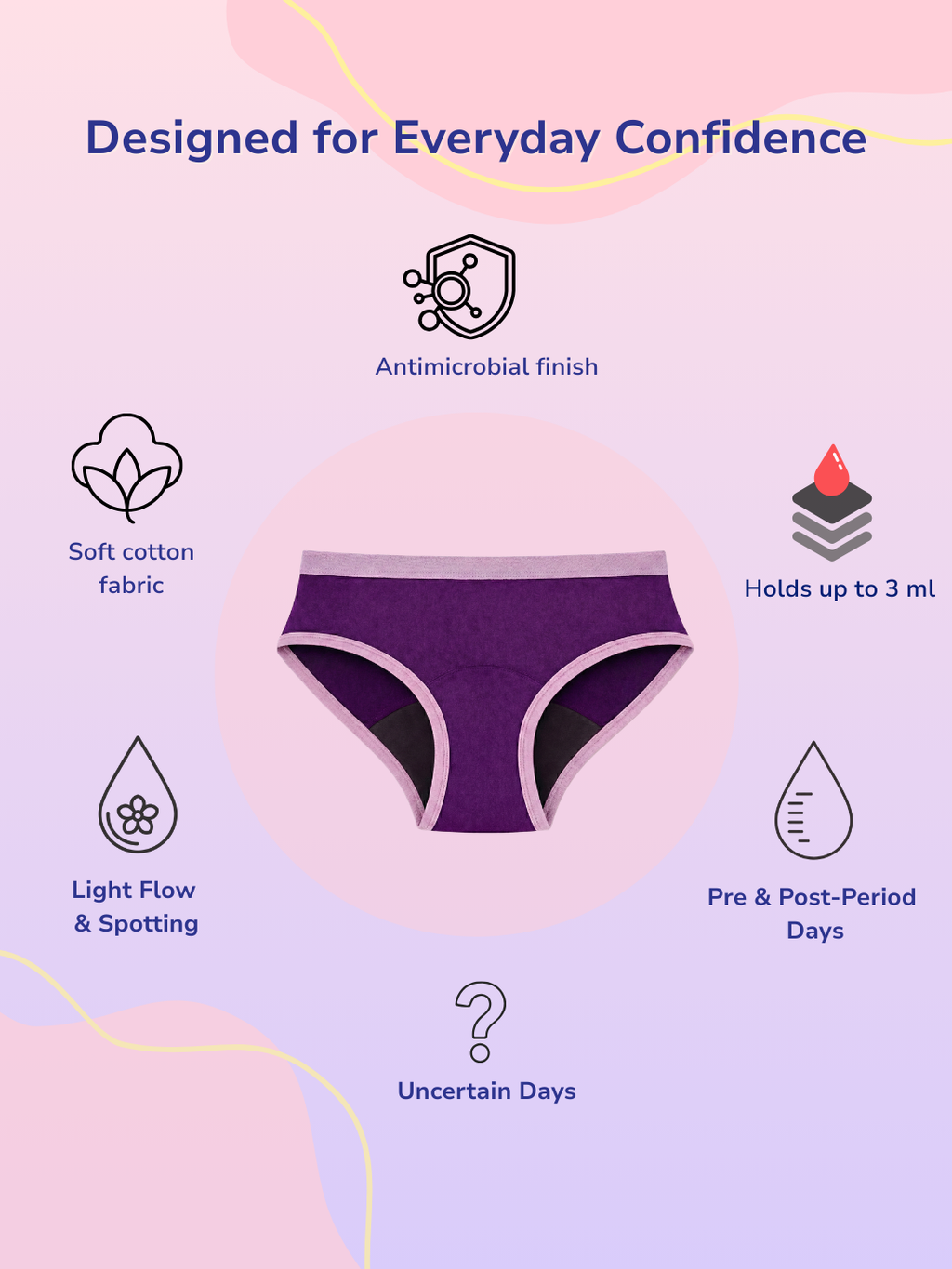 PURPLE GIRLS MID-RISE LEAK PROO