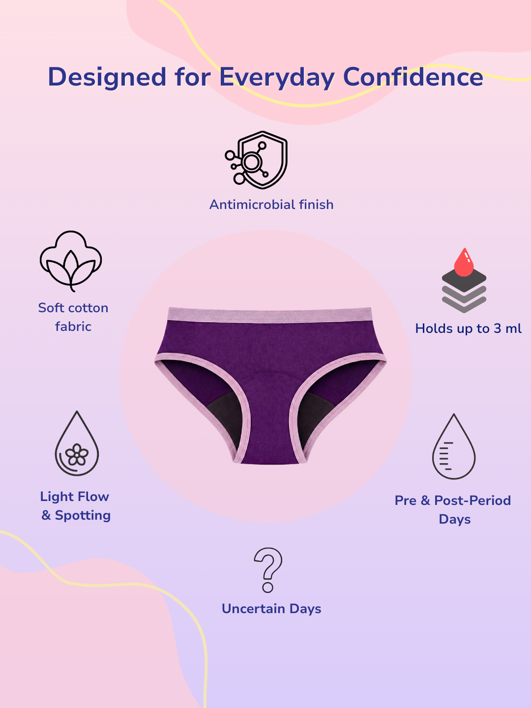 PURPLE GIRLS MID-RISE LEAK PROO