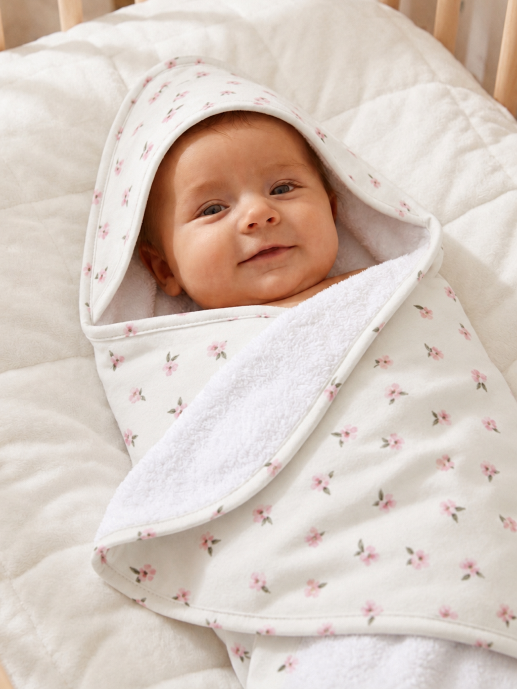 PINK FLOWER HOODED TOWEL