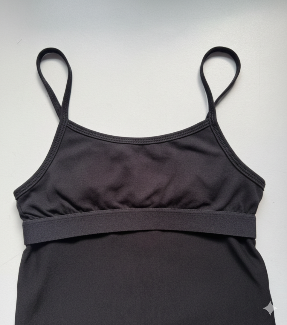 BLACK CAMISOLE WITH INBUILT BRA – GIRLS