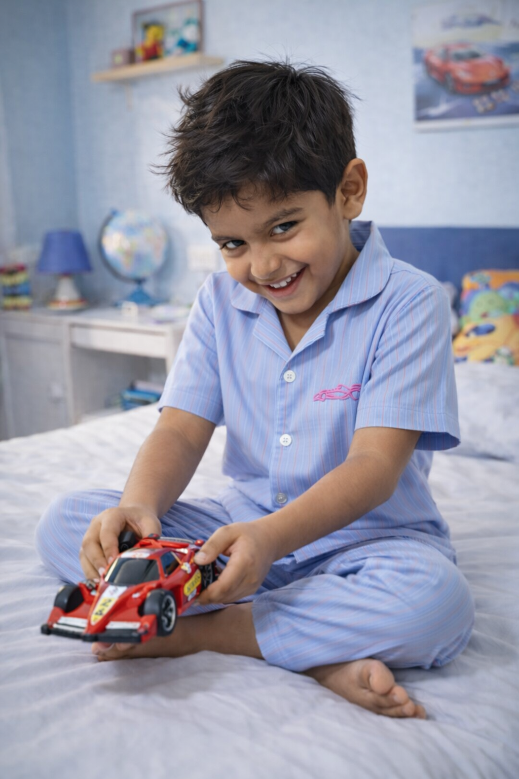 STRIPE BOYS FRONT OPEN SHORT SLEEVE PANT SET