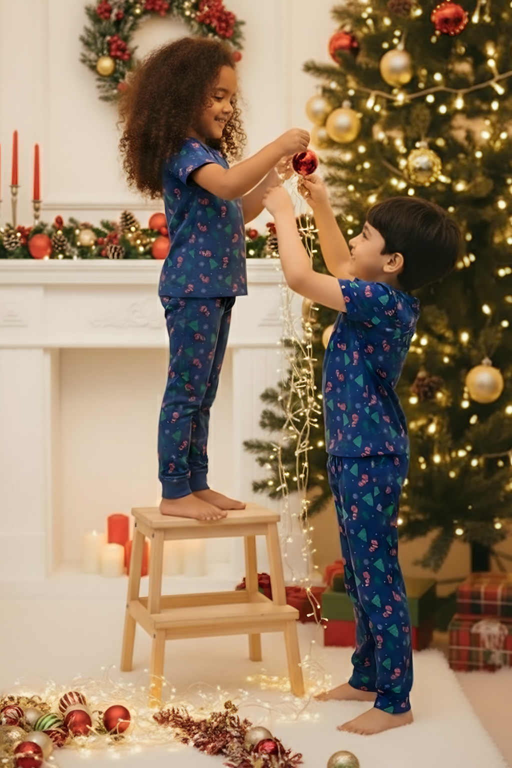 PEPPERMINT PINES UNISEX SHORT SLEEVE PANT SET