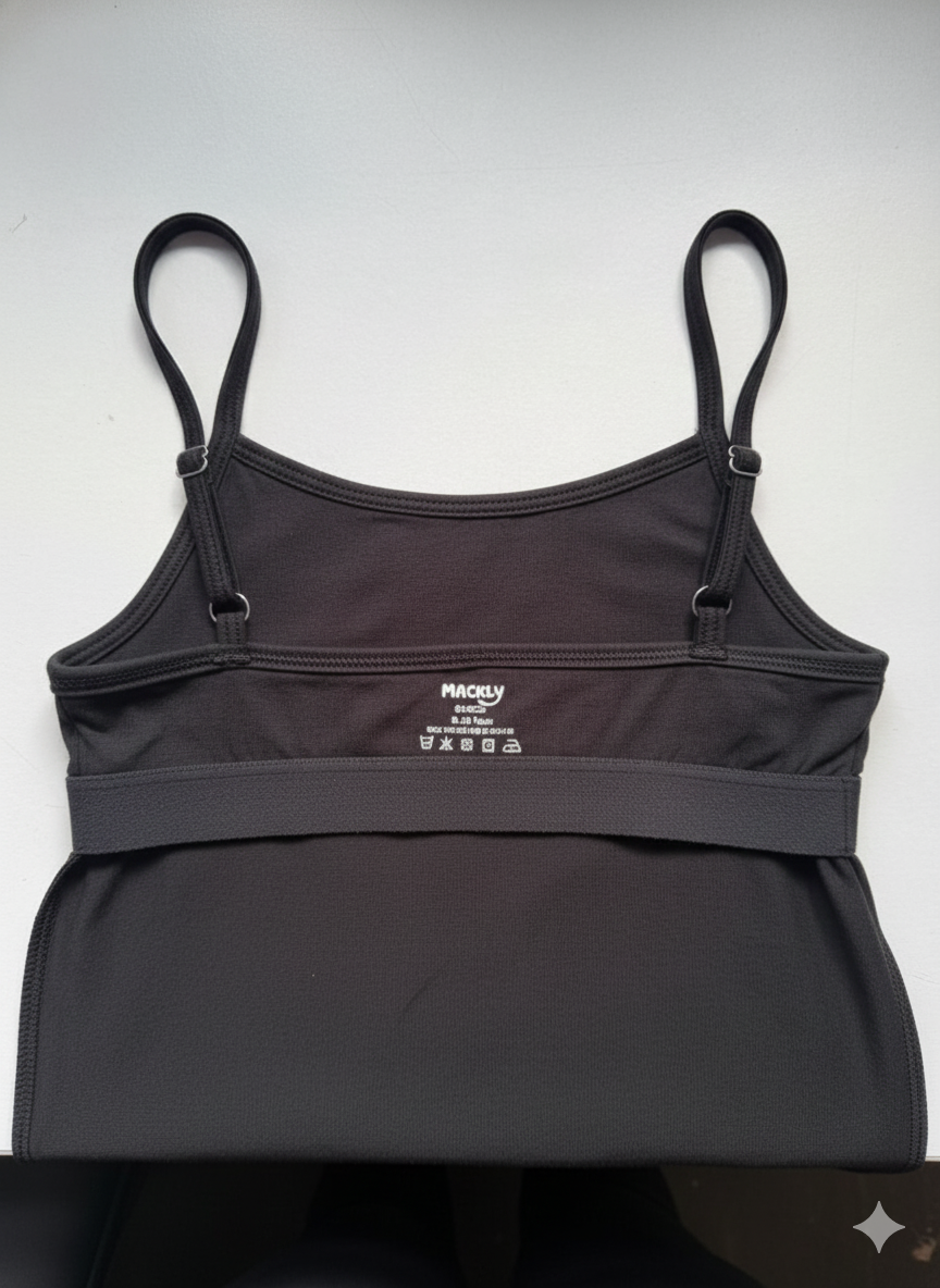 BLACK CAMISOLE WITH INBUILT BRA – GIRLS