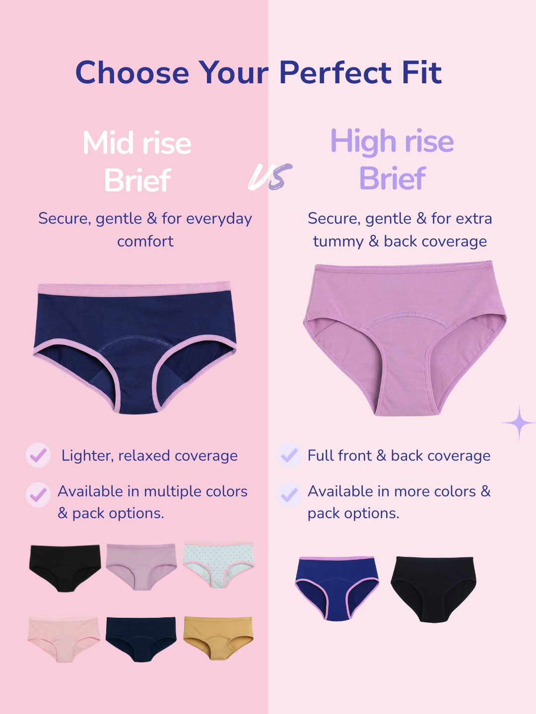 PURPLE GIRLS MID-RISE LEAK PROO
