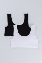 BLACK AND WHITE GIRLS SCOOP BACK TRAINER BRA - PACK OF 2