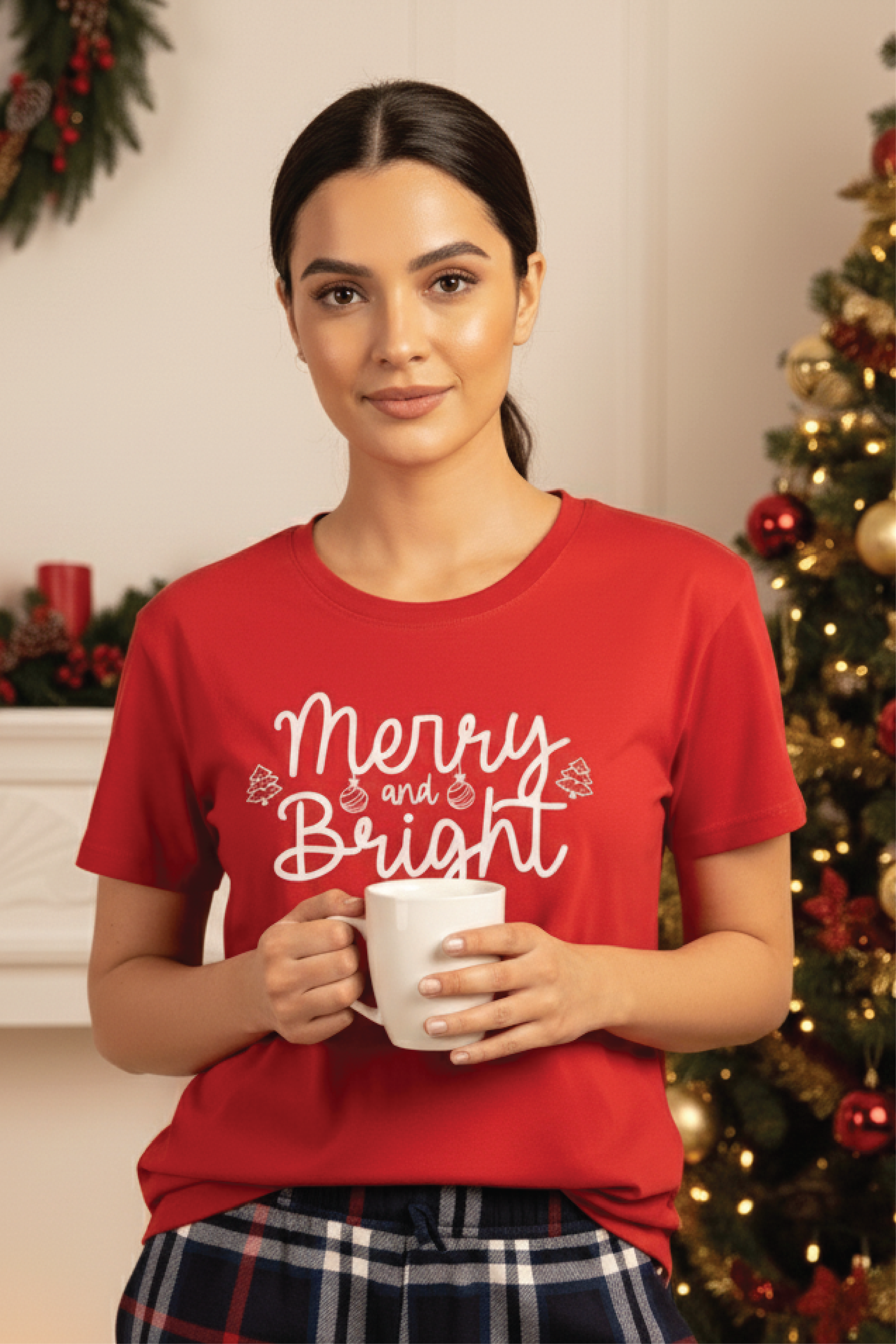MERRY & BRIGHT LADIES COTTON SHORT SLEEVE PANT SET