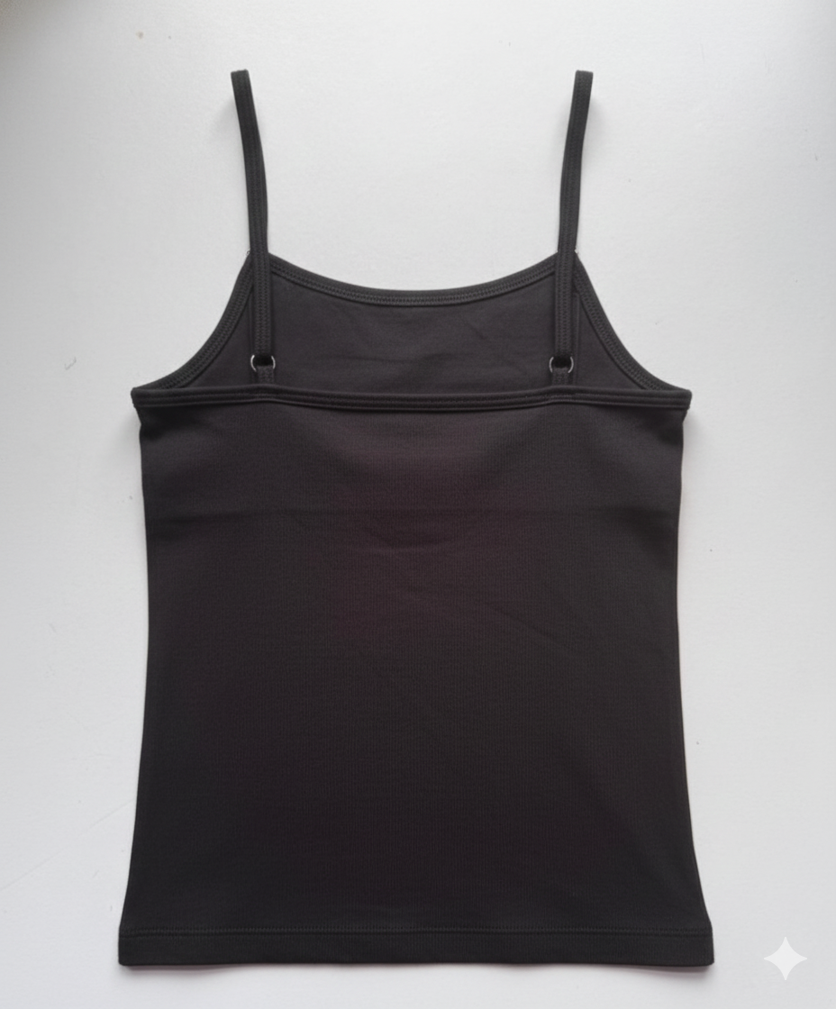 BLACK CAMISOLE WITH INBUILT BRA – GIRLS