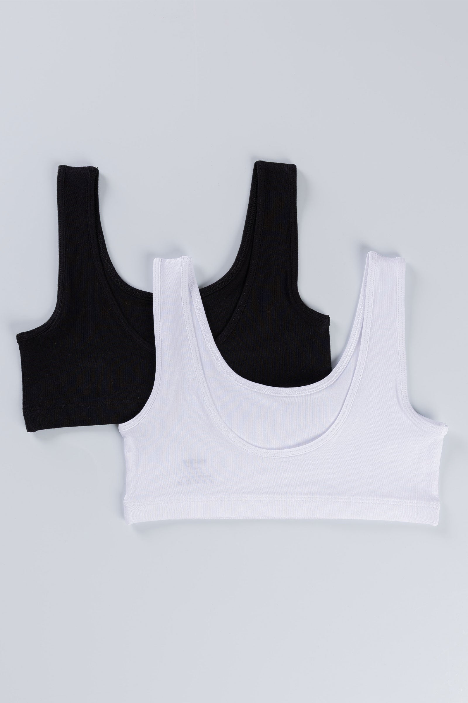 BLACK AND WHITE GIRLS SCOOP BACK TRAINER BRA - PACK OF 2