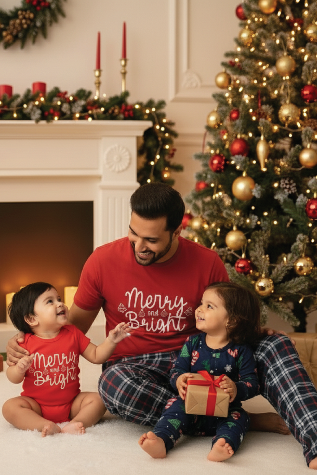 MERRY & BRIGHT MEN’S COTTON SHORT SLEEVE PANT SET