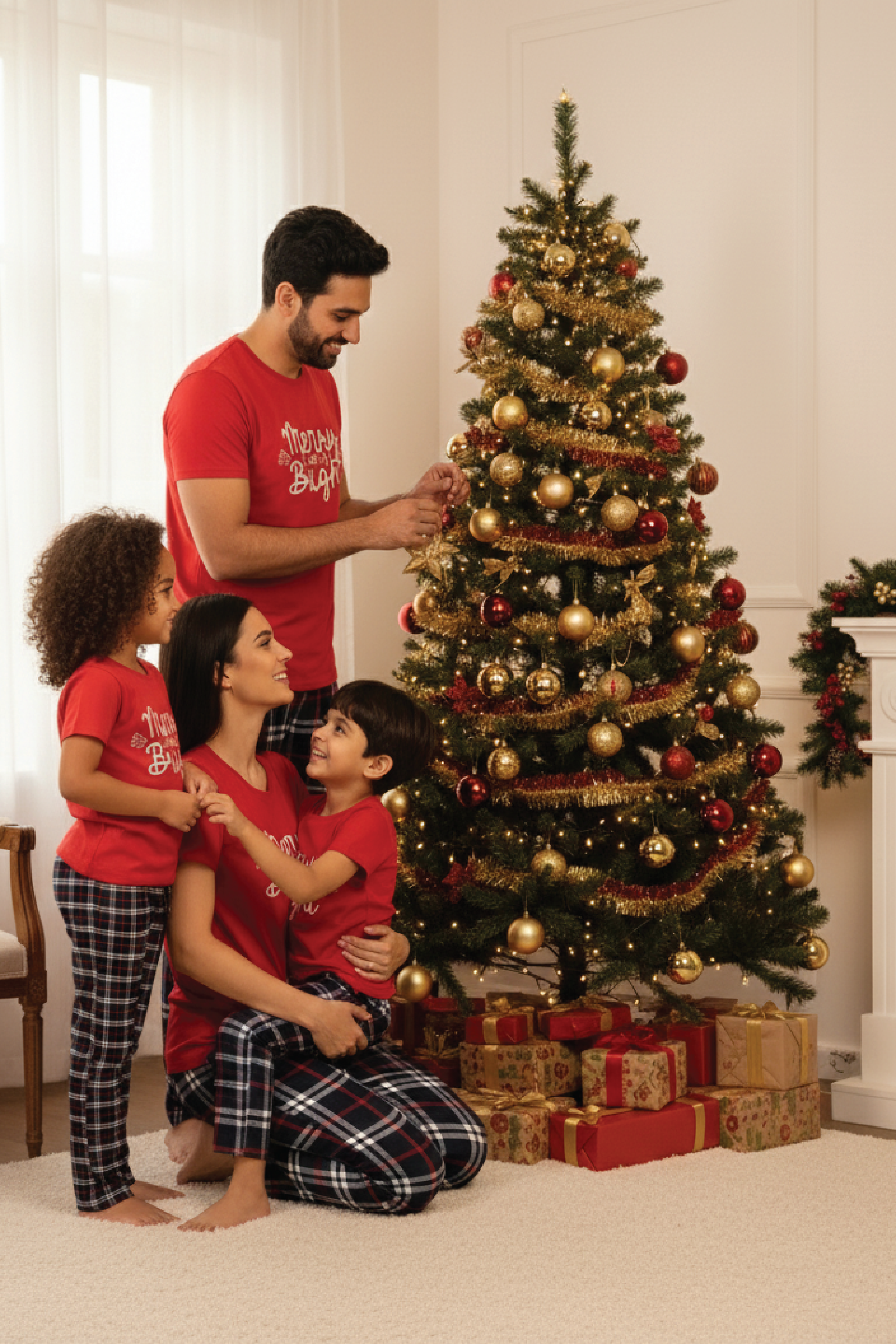 MERRY & BRIGHT KIDS UNISEX SHORT SLEEVE PANT SET