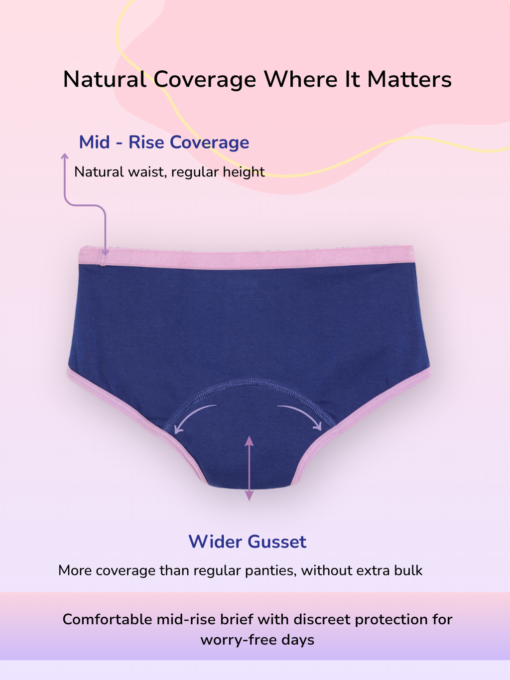 PURPLE GIRLS MID-RISE LEAK PROO