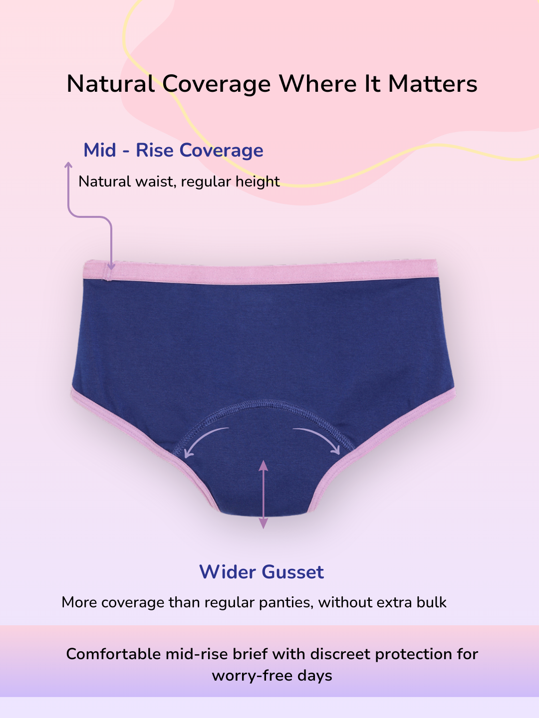 PURPLE GIRLS MID-RISE LEAK PROO