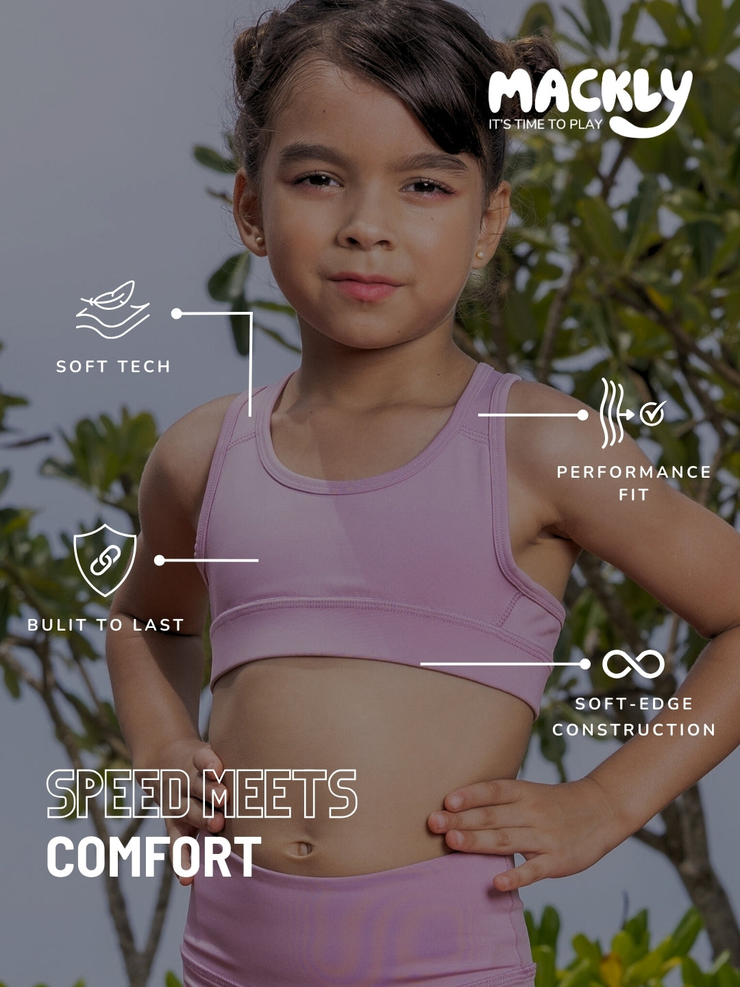 GIRLS' PINK SPORTS BRA