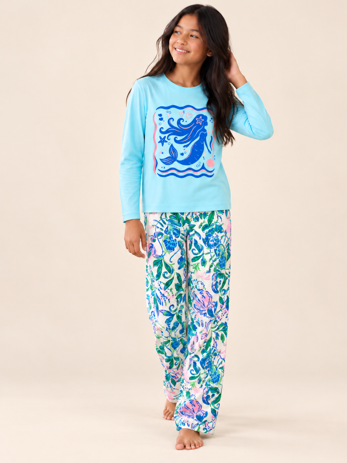 MERMAID COVE GIRLS LONG SLEEVE PANT SET