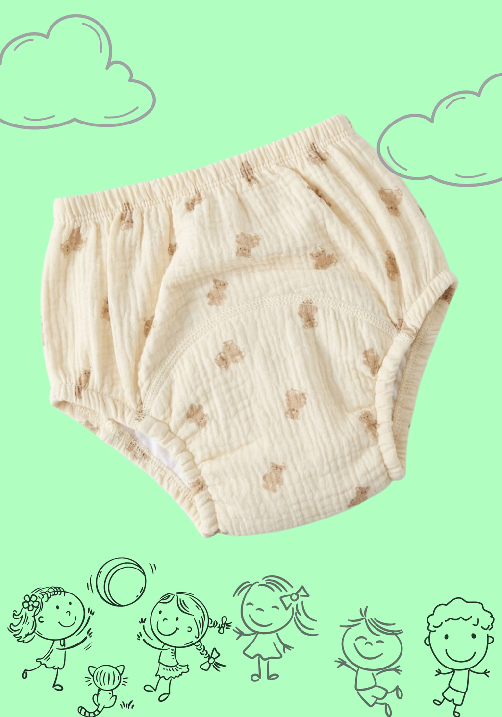 BROWN BEAR MUSLIN POTTY TRAINING PANTY