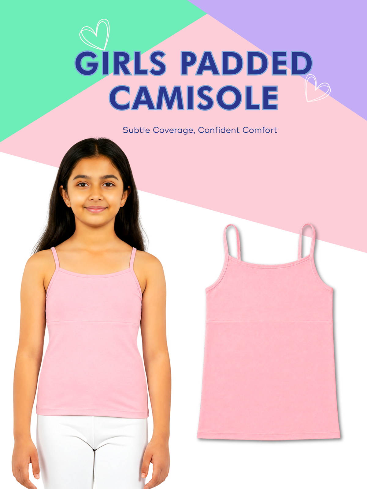 PINK GIRLS PADDED CAMI