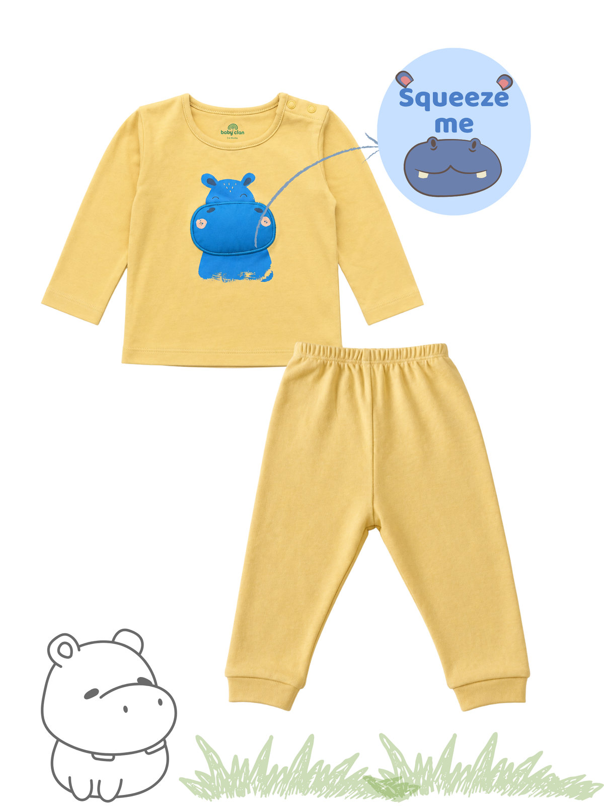 HAPPY HIPPO LONG SLEEVE PANT SET