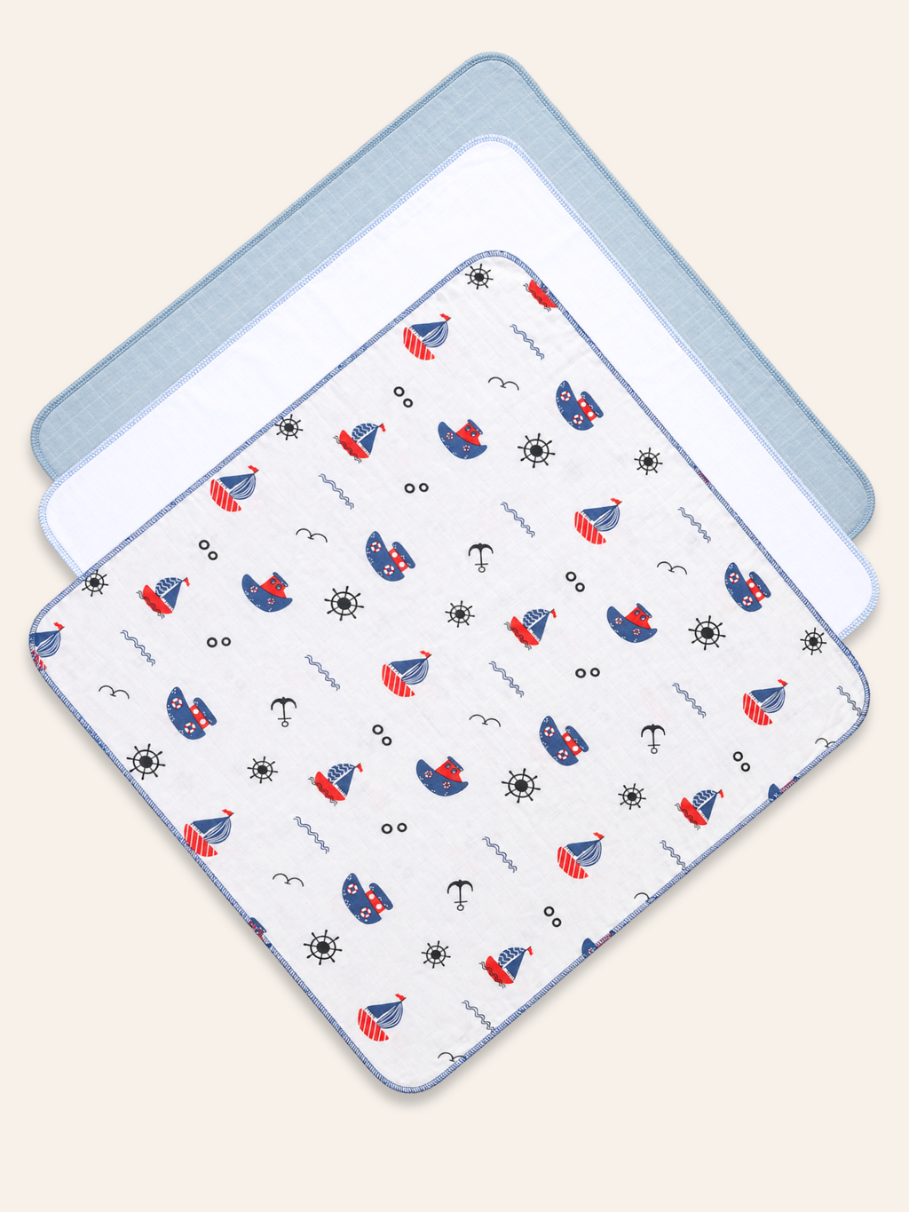 BOYS 3 PCS MUSLIN NAPPIE SET
