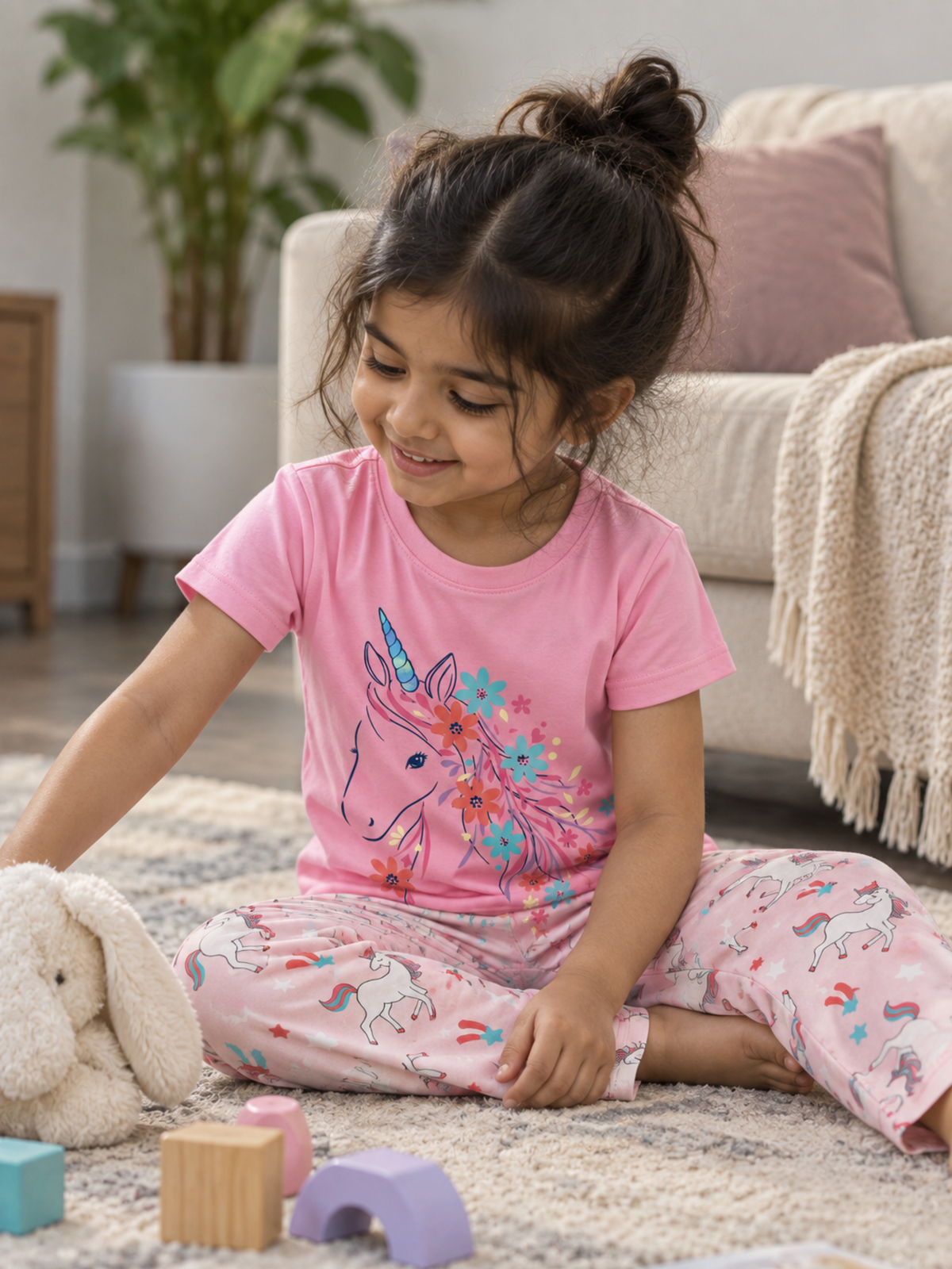 STARLIGHT UNICORN GIRLS SHORT SLEEVE PANT SET