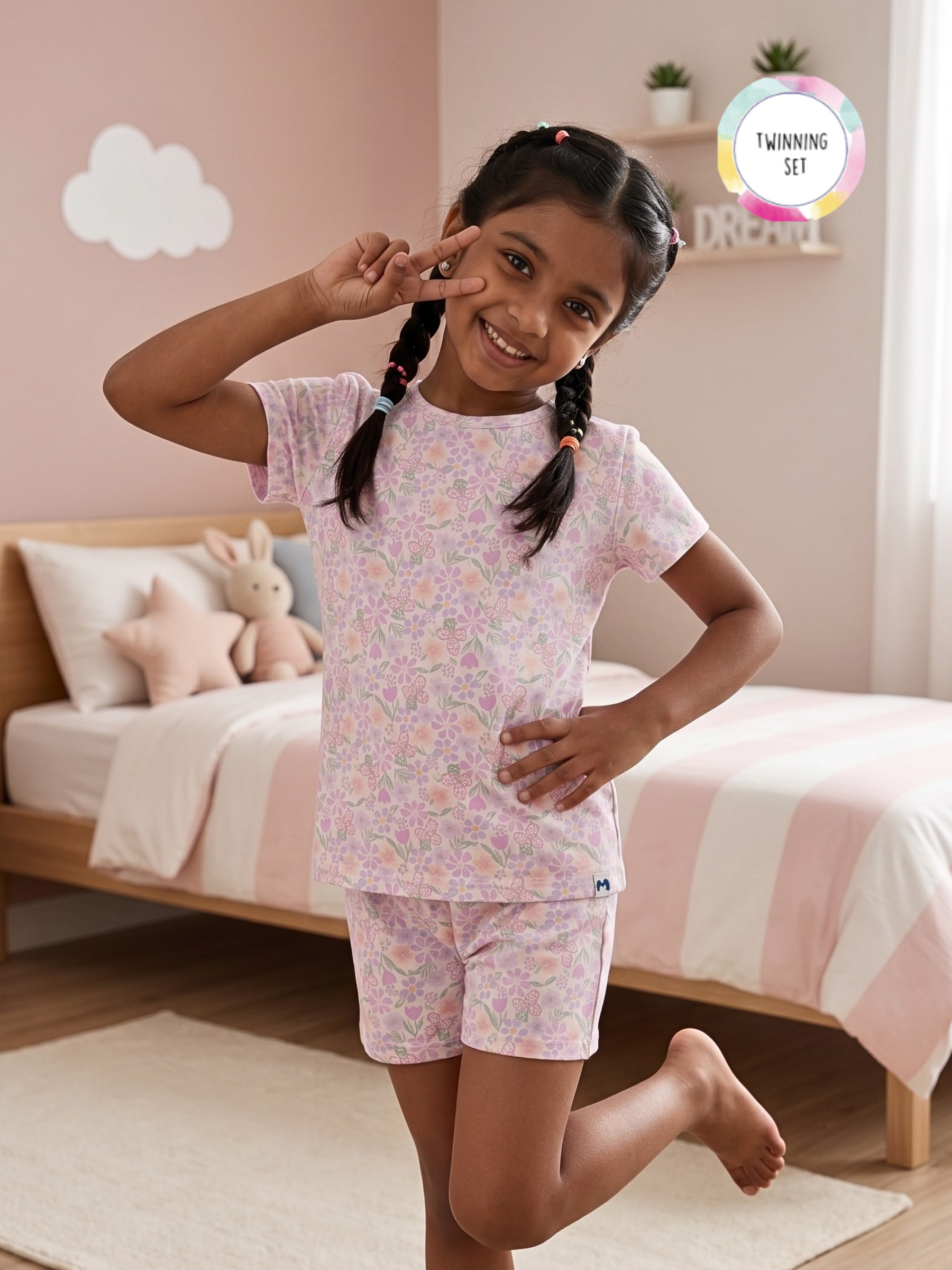 PASTEL BLOOM GIRLS SHORT SLEEVE SHORT SET