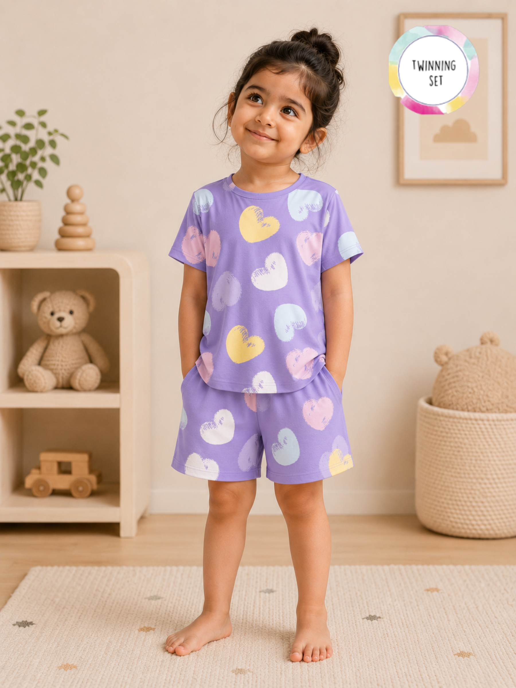 AIRSOFT MODAL HEARTS GIRLS SHORT SLEEVE SHORT SET