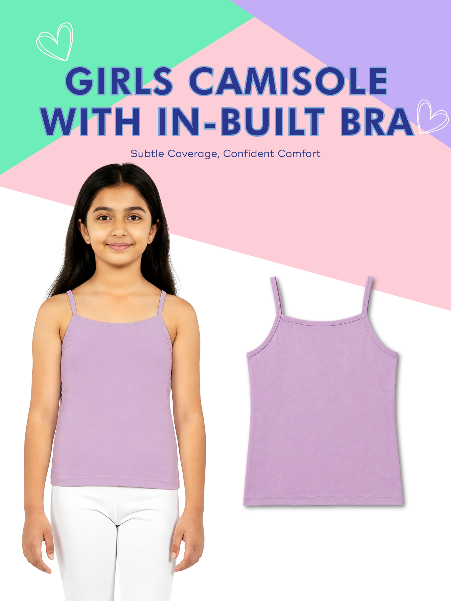 LAVENDER GIRLS INBUILD BRA CAMI