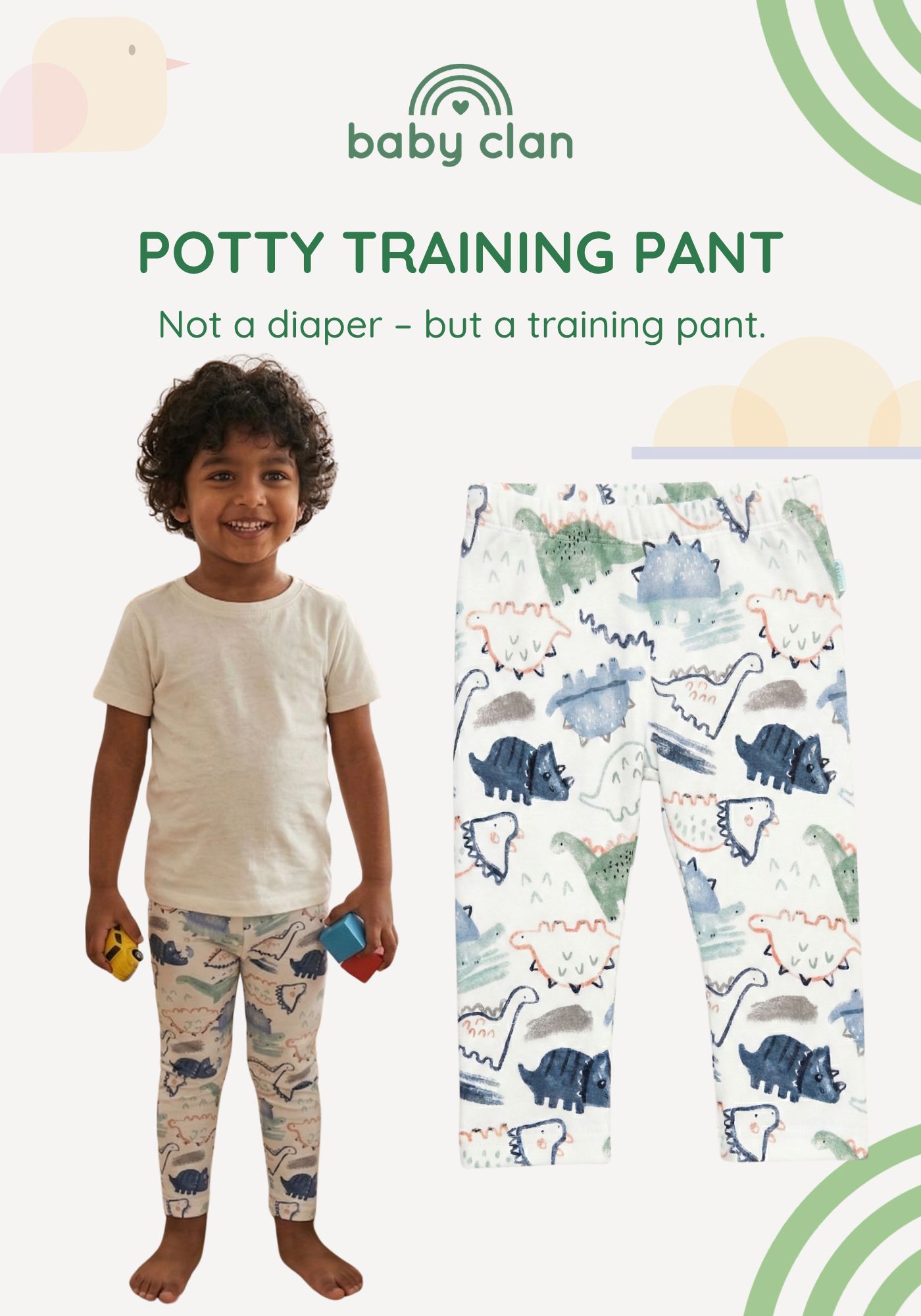 BOYS DINO POTTY TRAINING SHORT