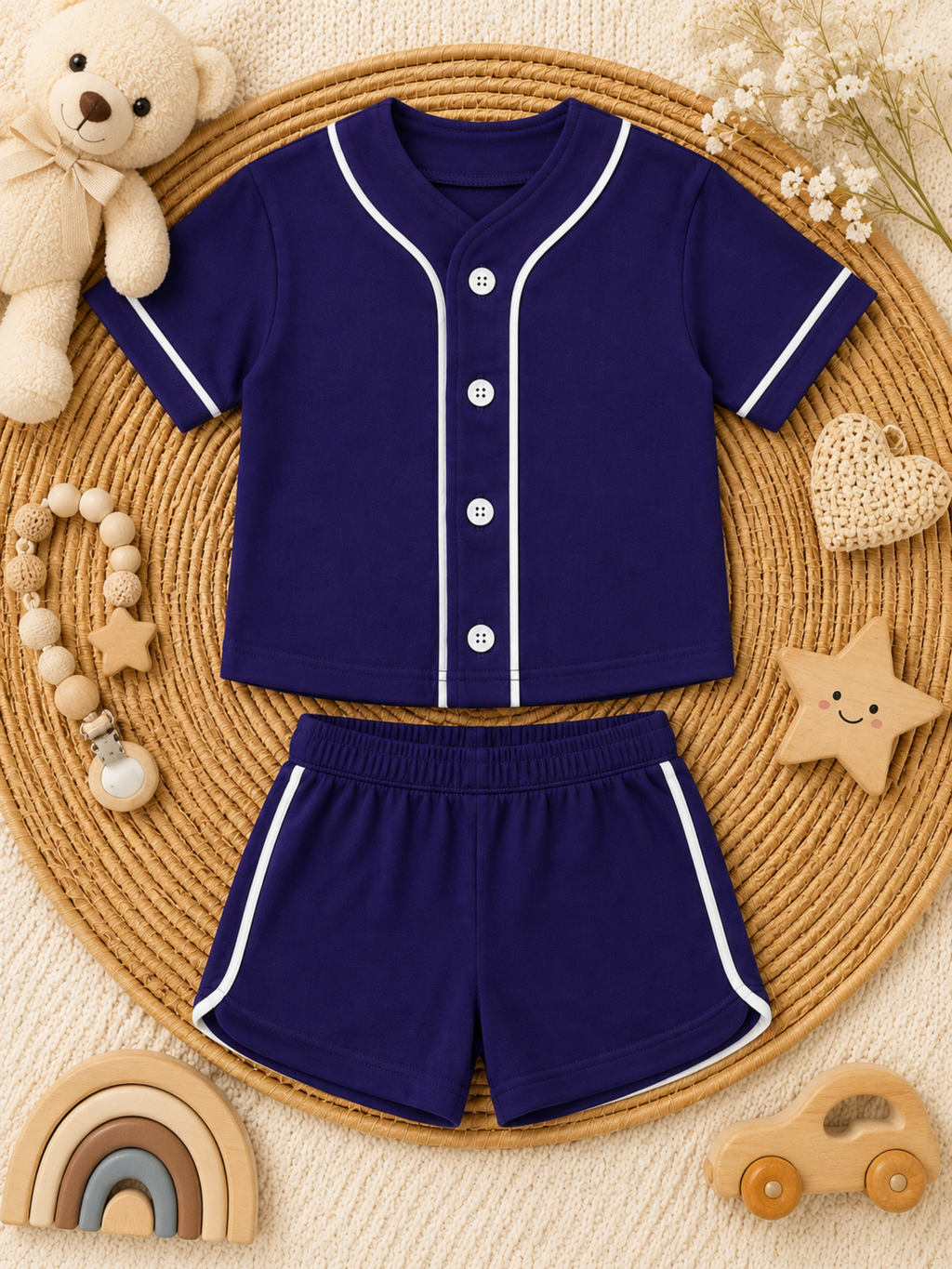 NAVY SPORTS JERSEY SHORT SET - BABY FASHION - BABY CLAN
