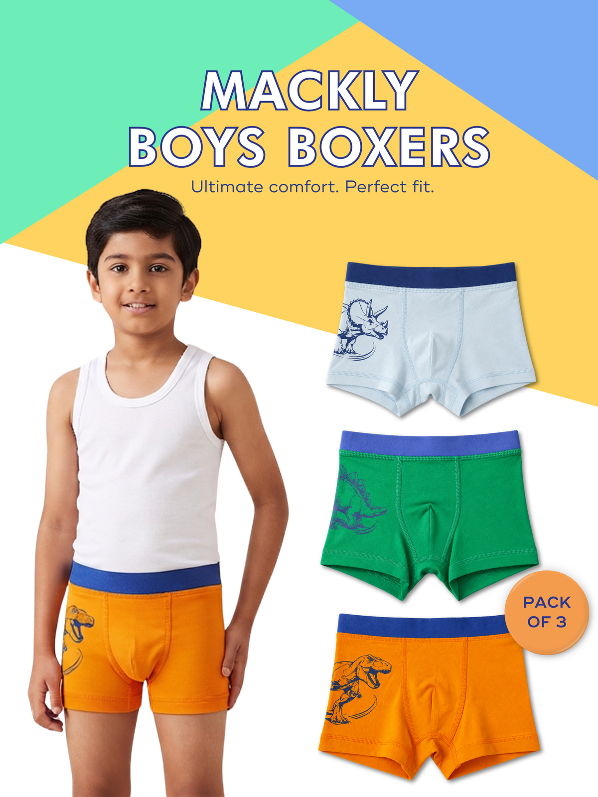 DINO RUSH BOYS BOXER - 3 PACK