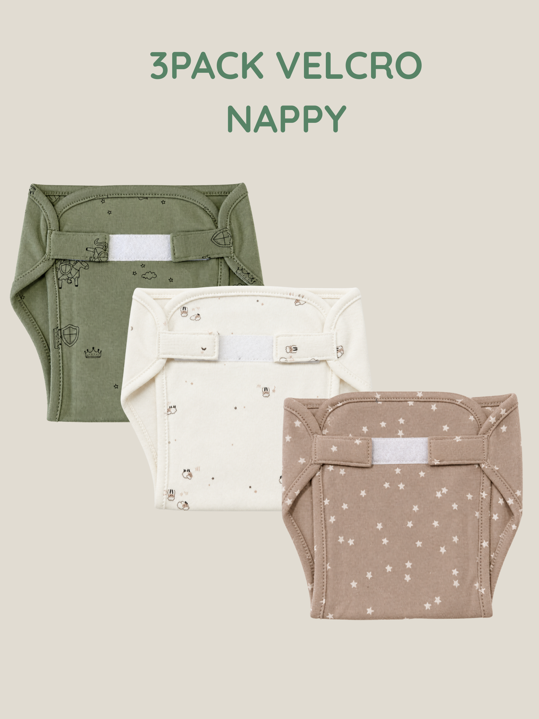 TINY NIGHT 3 PACK VELCRO CLOTH NAPPY