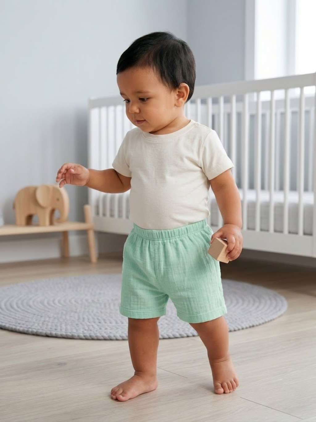 GREEN MUSLIN SHORT