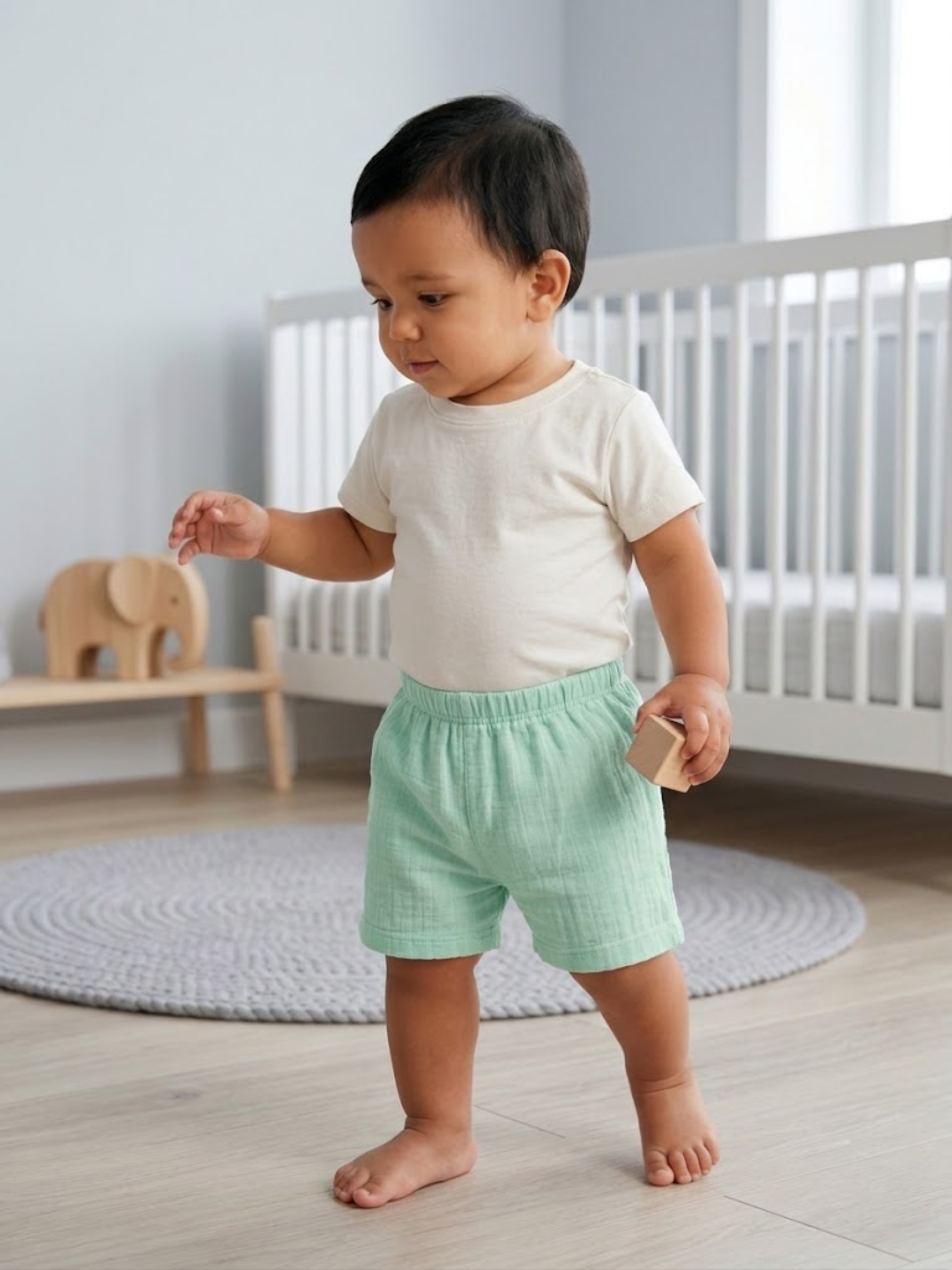 GREEN MUSLIN SHORT