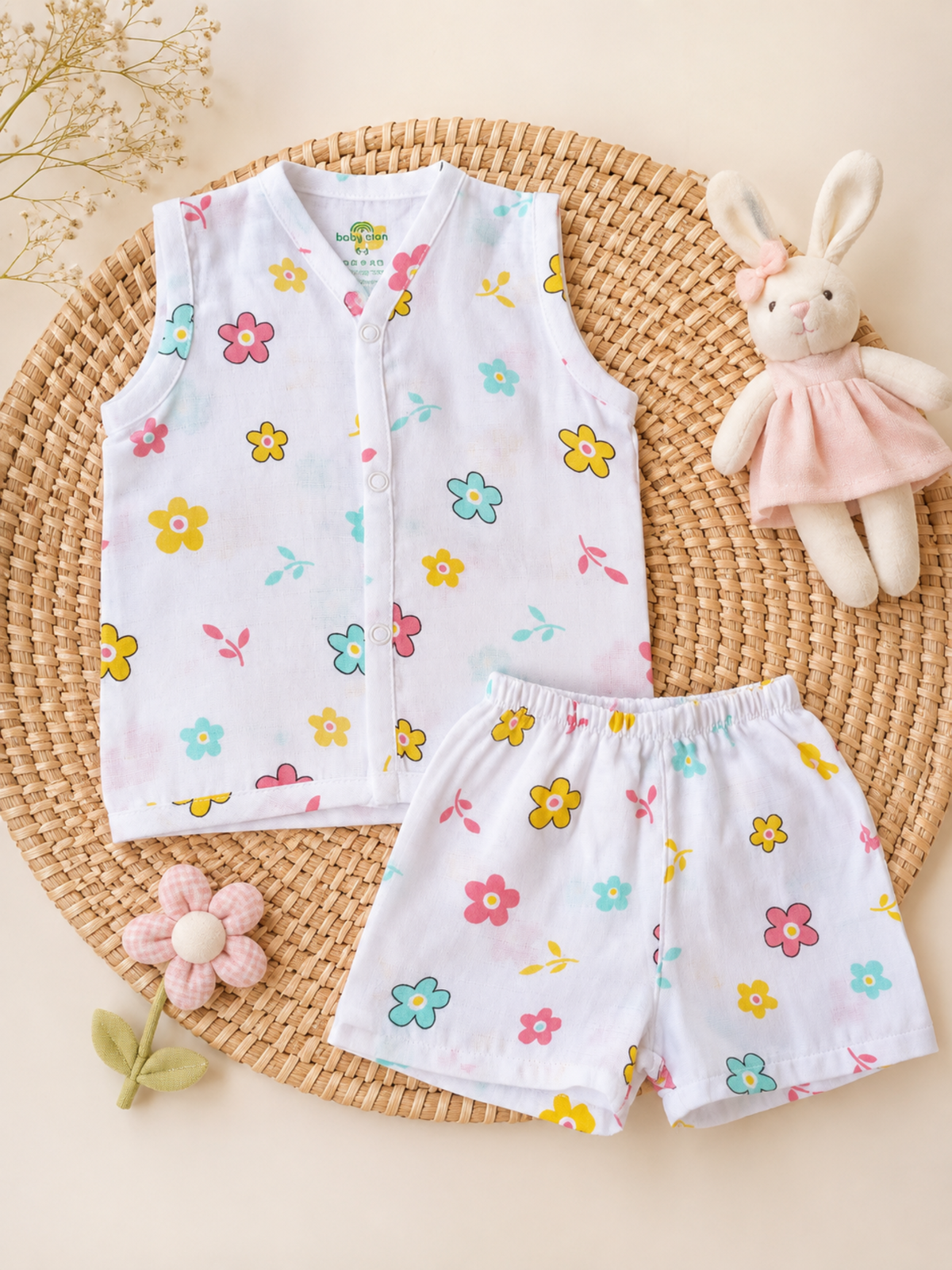 HAPPY FLOWER SLEEVELESS SHORT SET