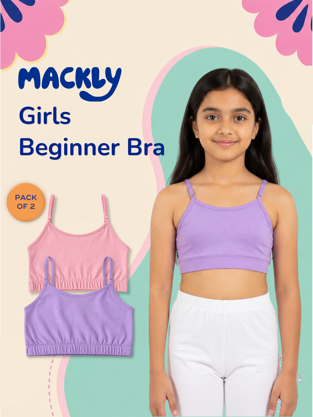 2 PACK BEGINNER BRA WITH REMOVABLE STRAP
