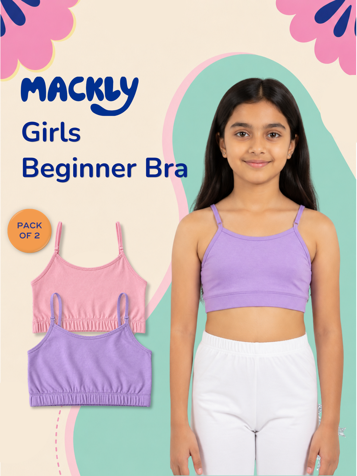 2 PACK BEGINNER BRA WITH REMOVABLE STRAP