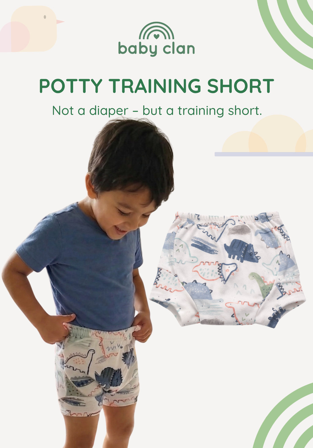 BOYS DINO POTTY TRAINING SHORT