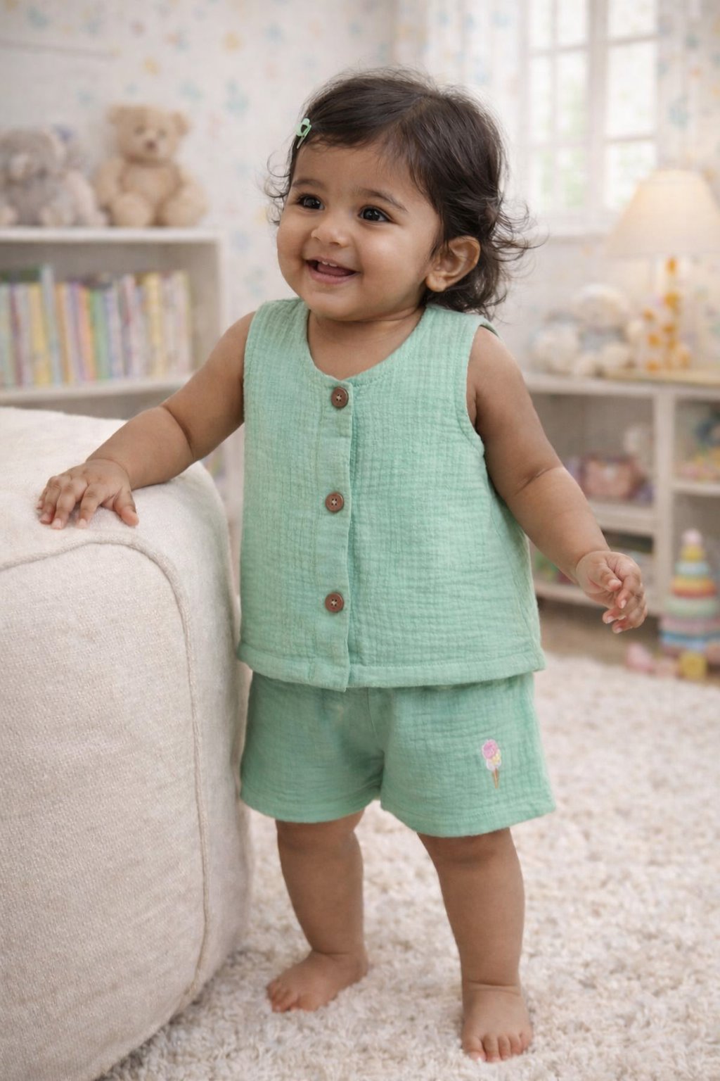 ICE CREAM GIRLS MUSLIN SHORT SET