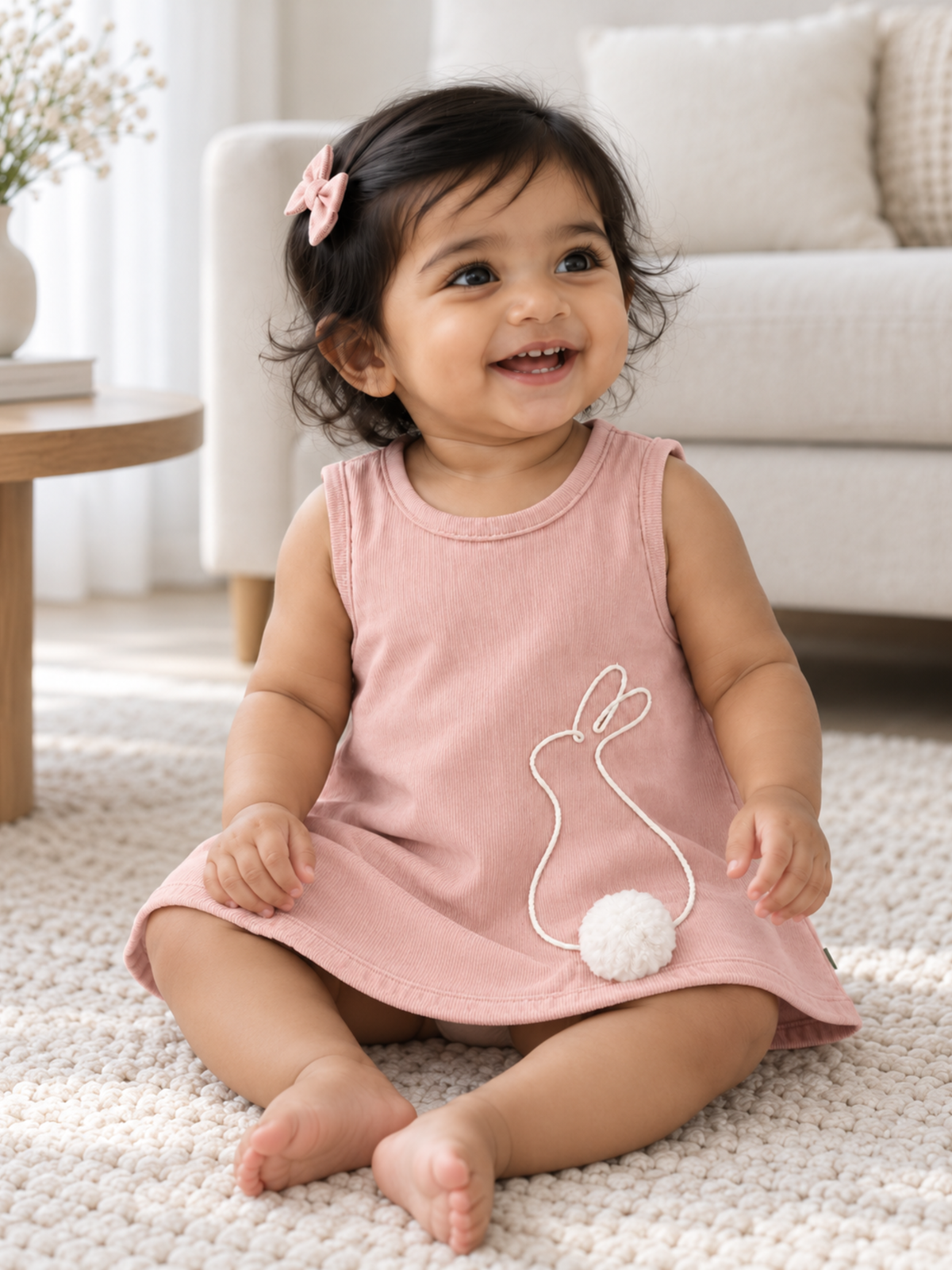 GIRLS BUNNY CORDUROY DRESS