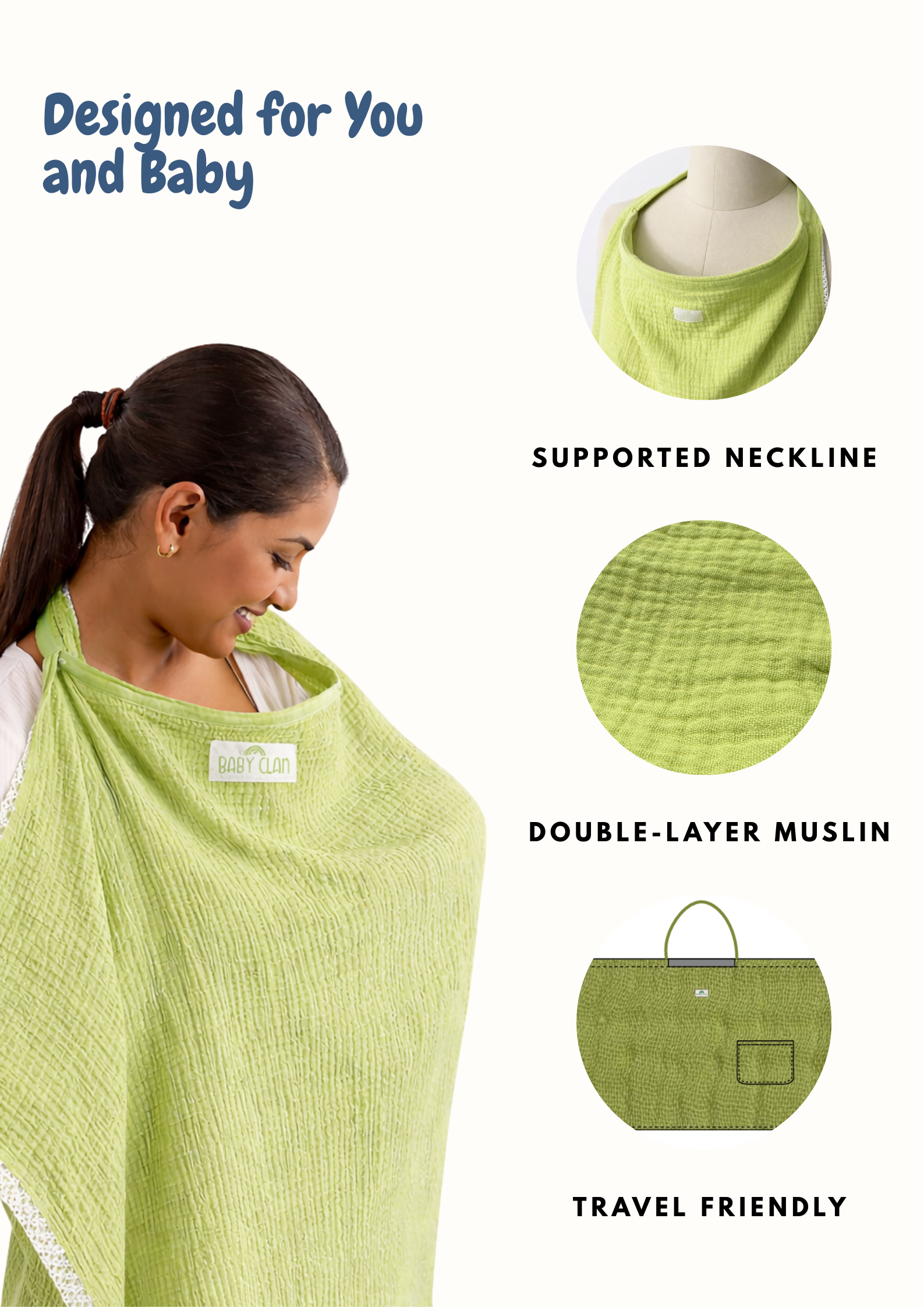 GREEN COTTON NURSING COVER