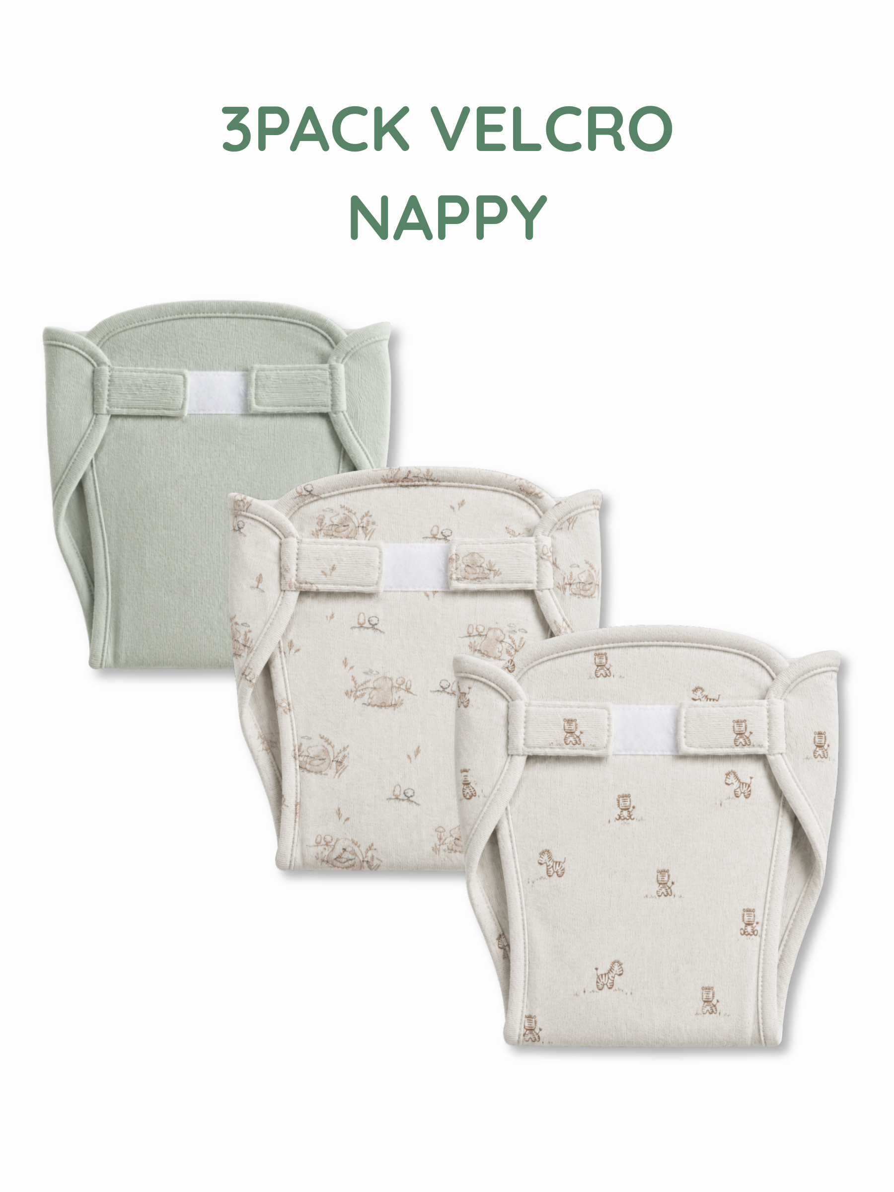 SOFT SAGE 3 PACK VELCRO CLOTH NAPPY