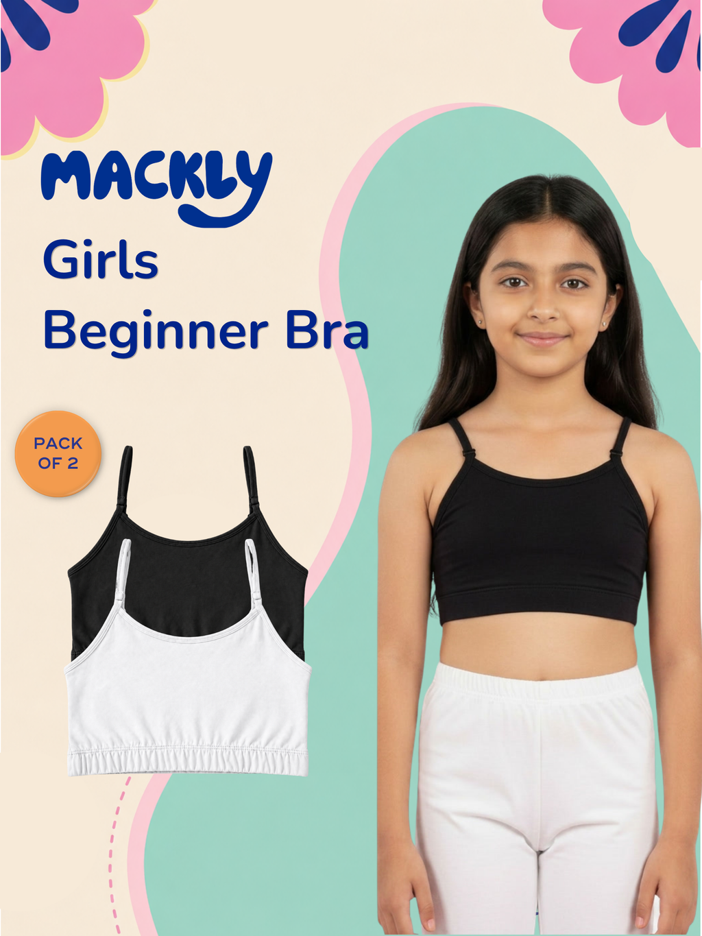 2 PACK BEGINNER BRA WITH REMOVABLE STRAP