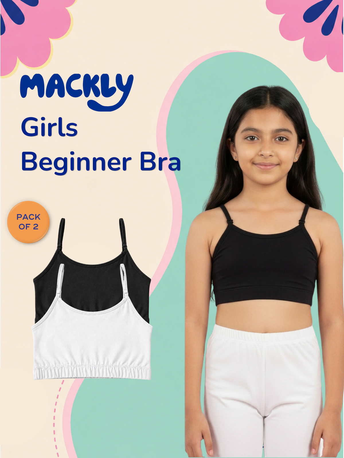 2 PACK BEGINNER BRA WITH REMOVABLE STRAP
