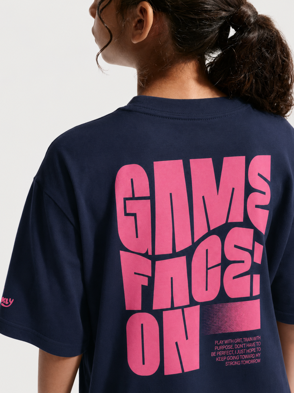 GIRLS’ GAME FACE ON OVERSIZED COTTON TEE