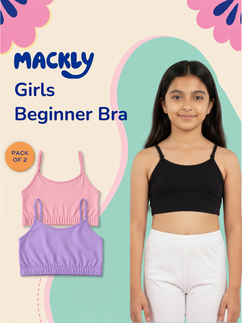 2 PACK BEGINNER BRA WITH REMOVABLE STRAP