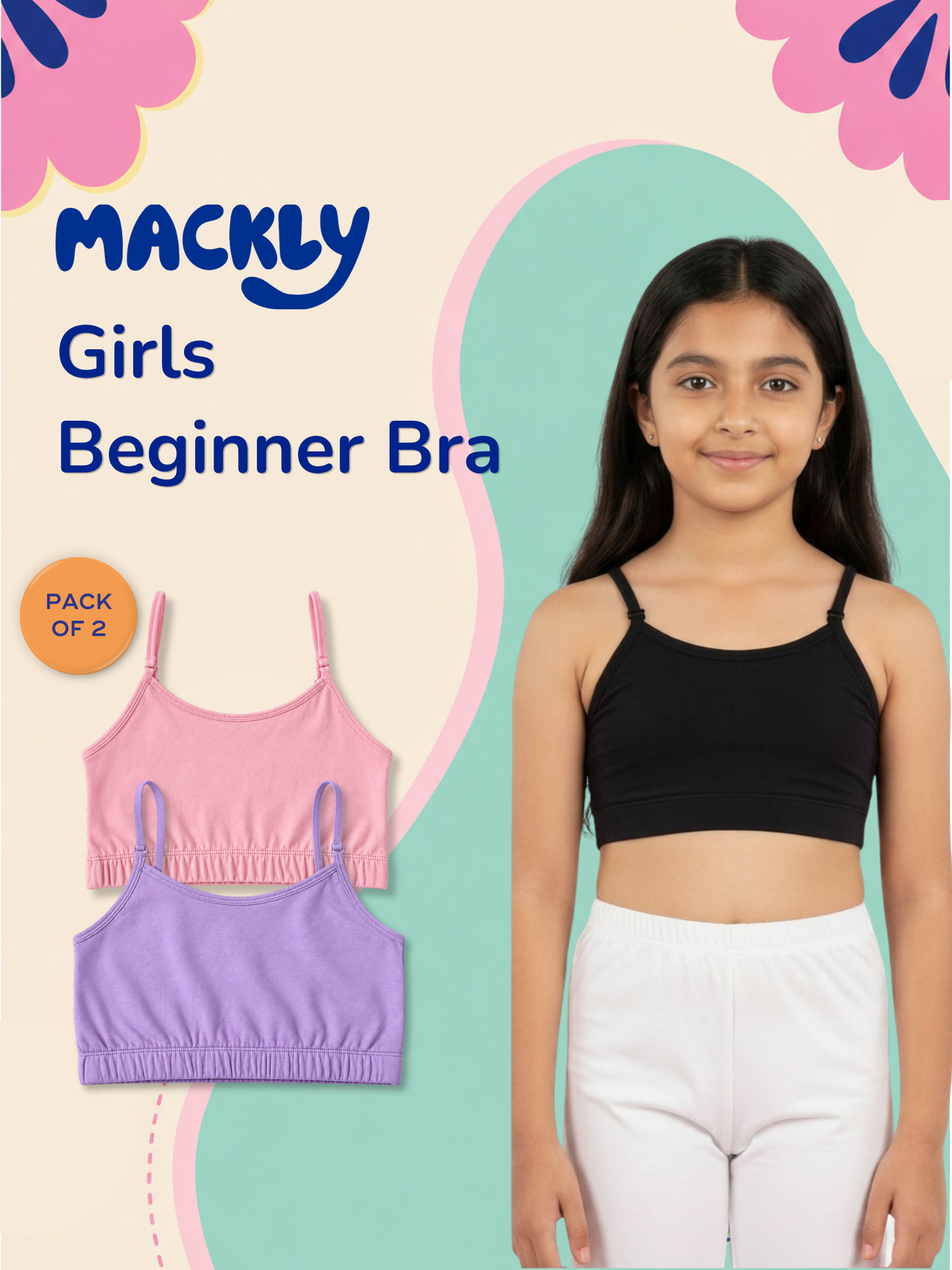 2 PACK BEGINNER BRA WITH REMOVABLE STRAP