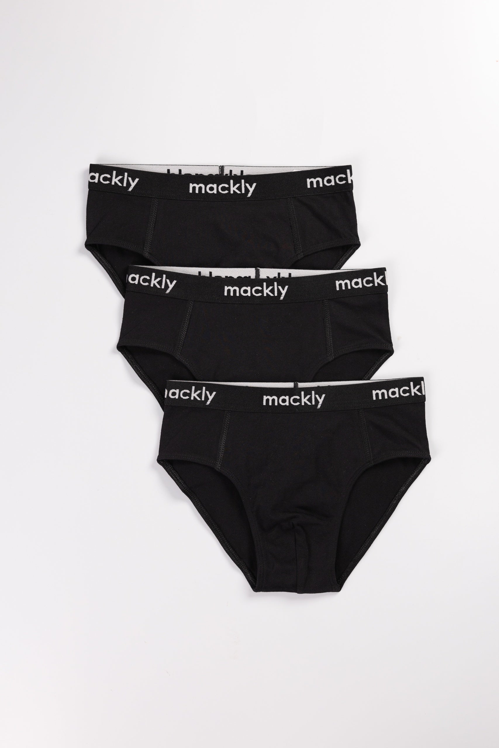 BLACK BOYS' 3-PIECE BRIEF UNDERWEAR SET WITH LOGO ELASTIC