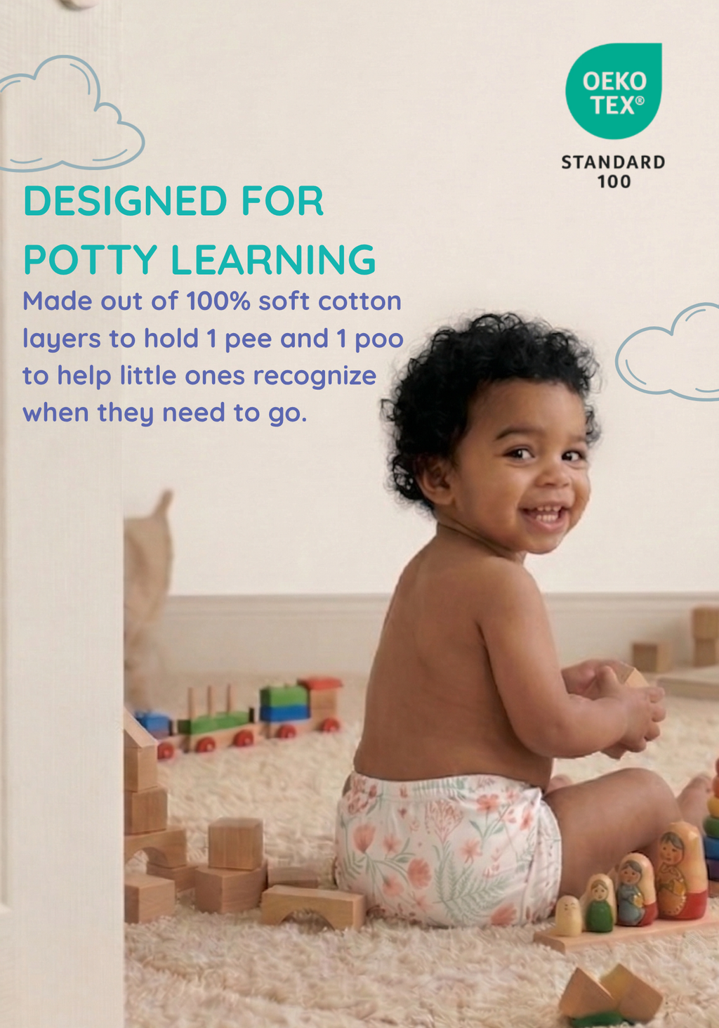 GIRLS BLOOMING POTTY TRAINING SHORT