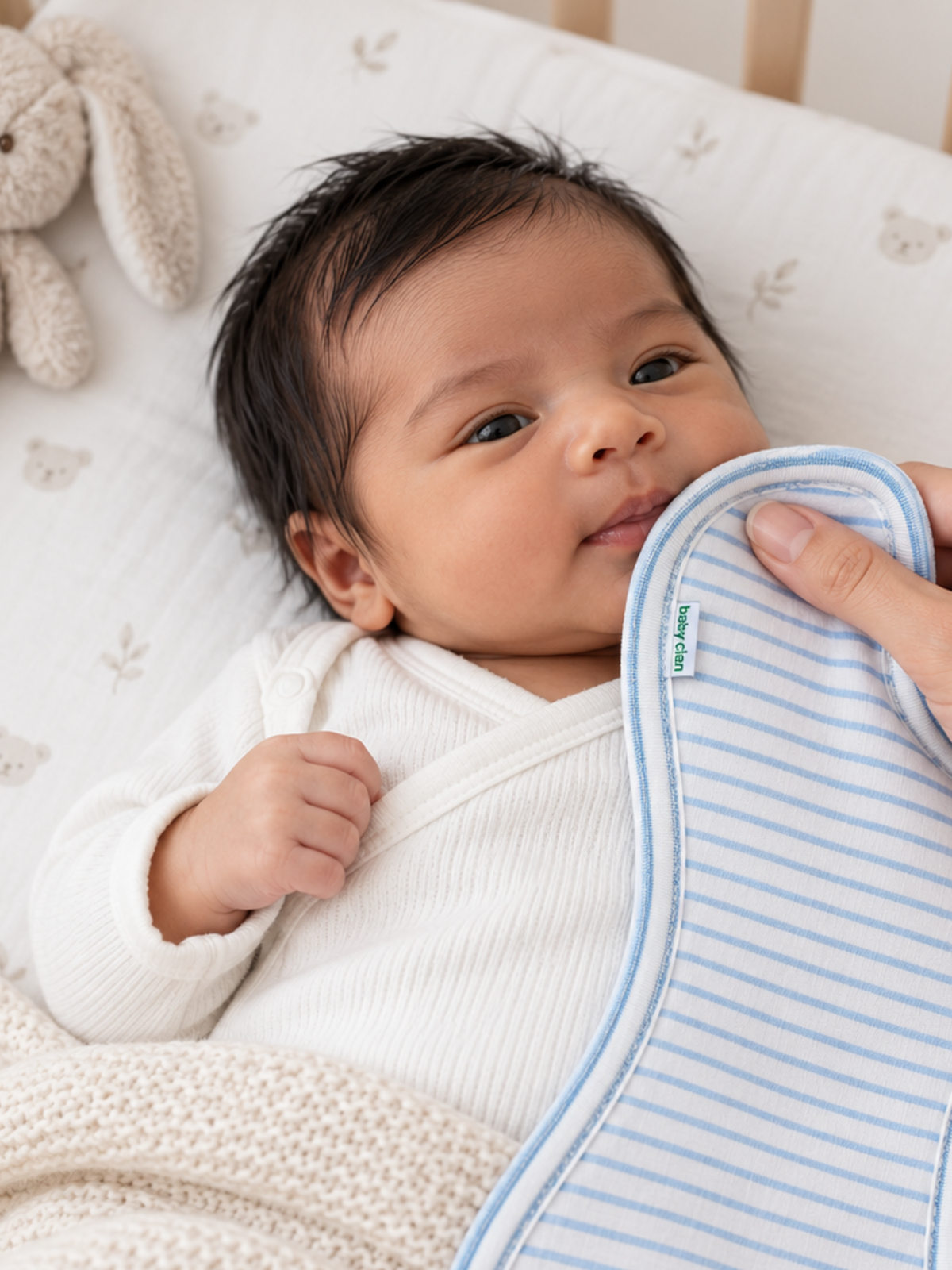 TINY BLUE STRIPE BURP CLOTH