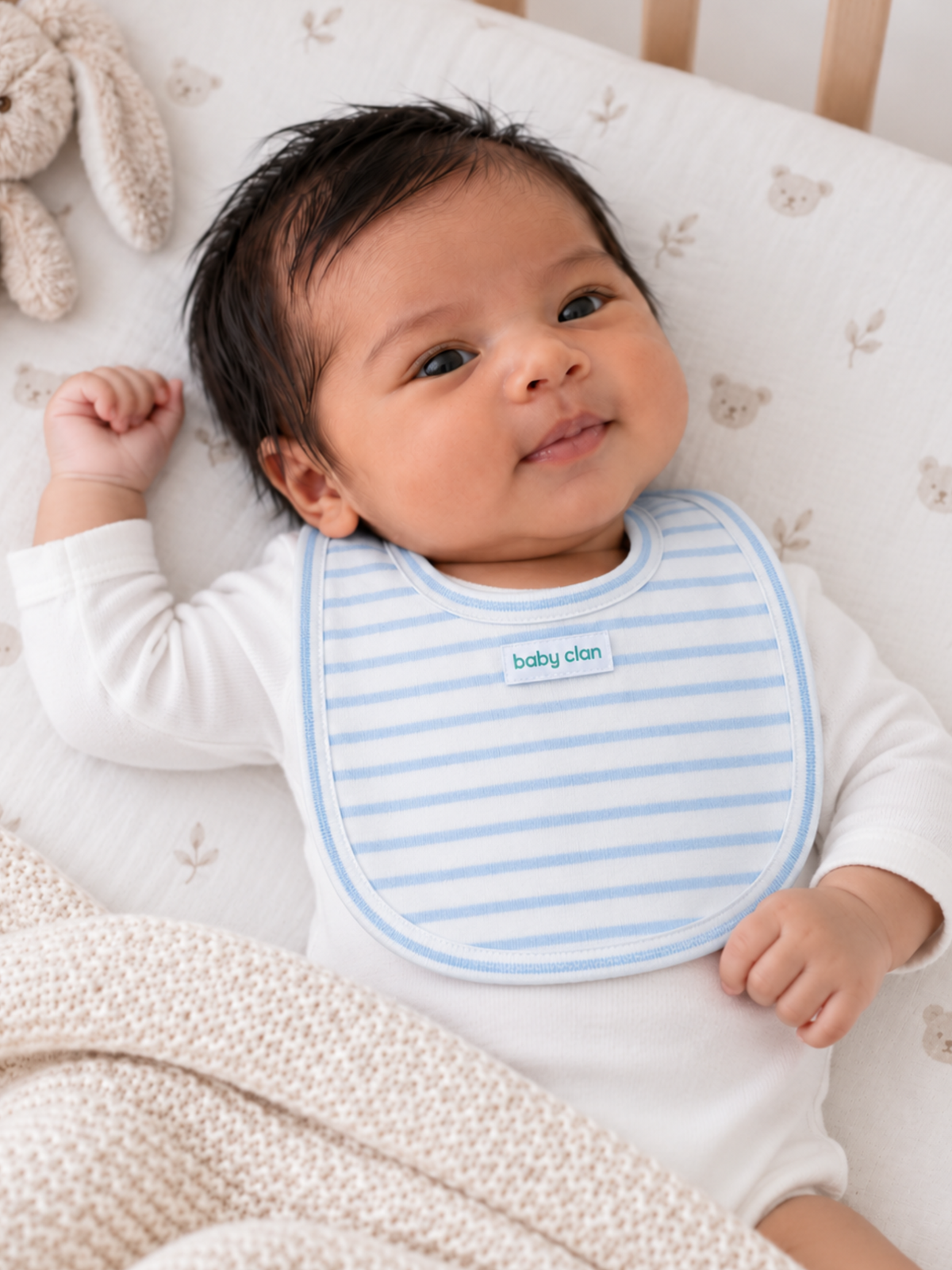 TINY BLUE STRIPE BIB