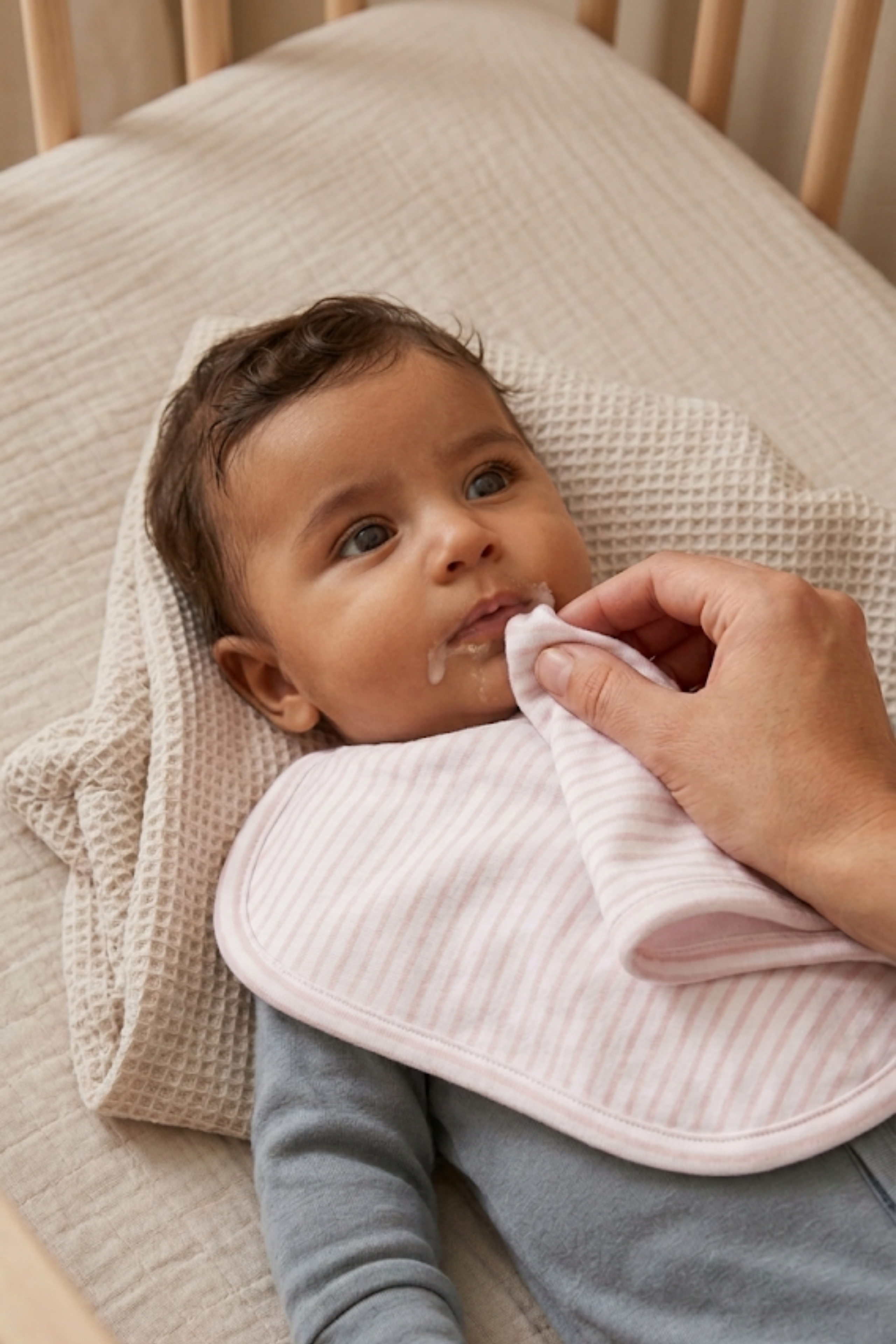 GIRLS PINK STRIPE BURP CLOTH